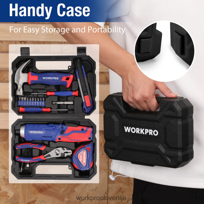 WORKPRO 18-delni komplet splošnega domačega orodja 4V0B84102 orodje roza/modra