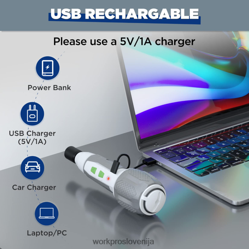 WORKPRO Komplet izvijačev z brezžično 4v usb polnilno litij-ionsko baterijo 4V0B84236 orodje roza/bela