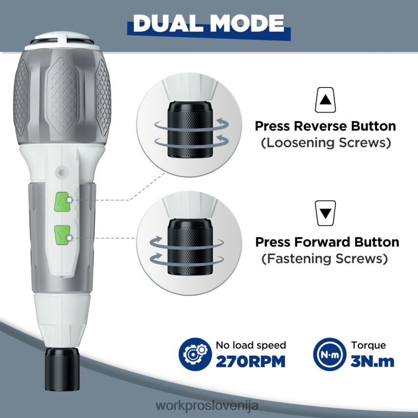 WORKPRO Komplet izvijačev z brezžično 4v usb polnilno litij-ionsko baterijo 4V0B84236 orodje roza/bela