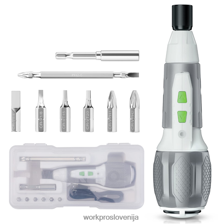 WORKPRO Komplet izvijačev z brezžično 4v usb polnilno litij-ionsko baterijo 4V0B84236 orodje roza/bela