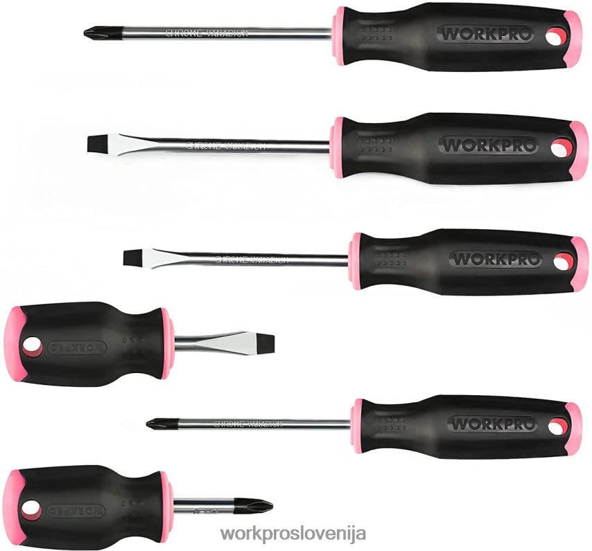 WORKPRO Set 6 magnetnih izvijačev 4V0B84244 orodje roza