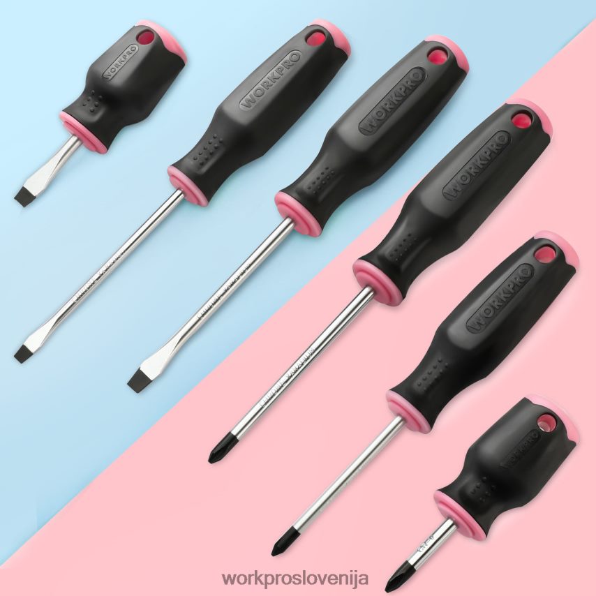WORKPRO Set 6 magnetnih izvijačev 4V0B84244 orodje roza