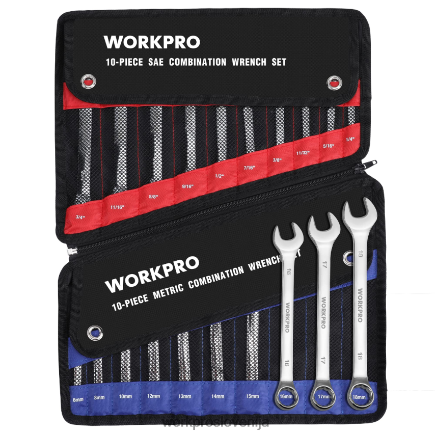WORKPRO 20-delni komplet metričnih in sae kombinacije 12-krakih ključev cr-v 4V0B8493 orodje morden