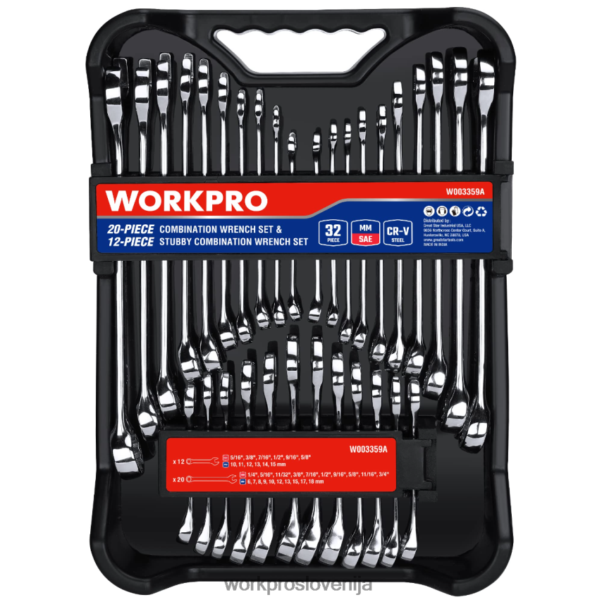 WORKPRO 32-delni komplet navadnih in metričnih viličastih ključev 12 pt v kombinaciji 4V0B8492 orodje morden