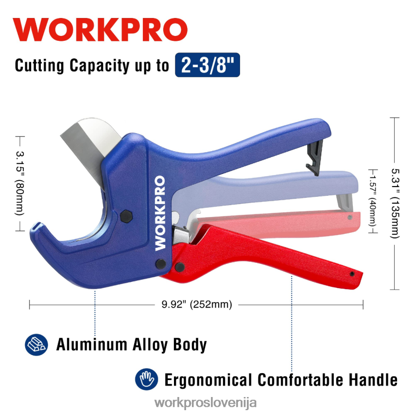 WORKPRO orodje za rezanje pvc cevi z ragljo 4V0B84155 orodje uporaben