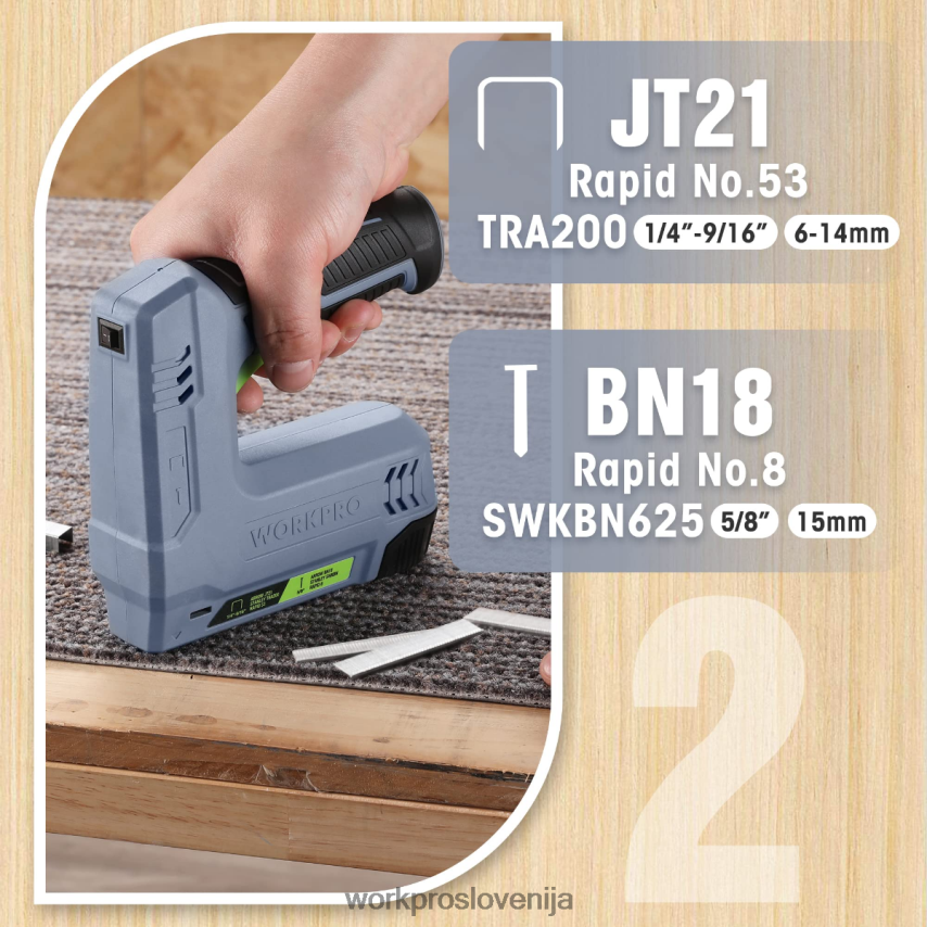 WORKPRO 3,6 V 2,0 ah baterijsko napajana električna brezžična 2-v-1 pištola za sponke in žeblje 4V0B84265 orodje roza/siva