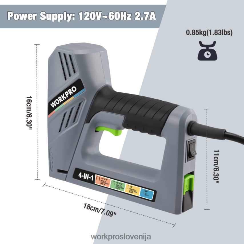 WORKPRO električna žična pištola za zabijanje žebljev 4 v 1, vključno s 3000 kosi sponk in žebljev 4V0B8460 orodje koristno
