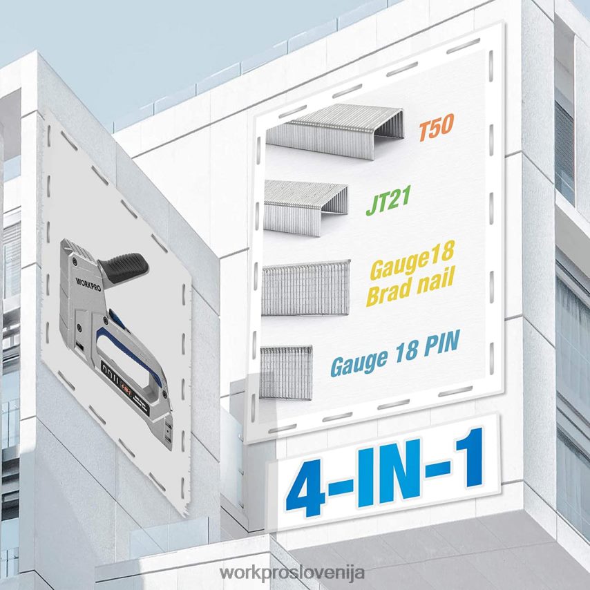 WORKPRO zabijalnik za težka dela 4 v 1 aluminijast žebljalnik z 2000 sponkami 4V0B8458 orodje koristno