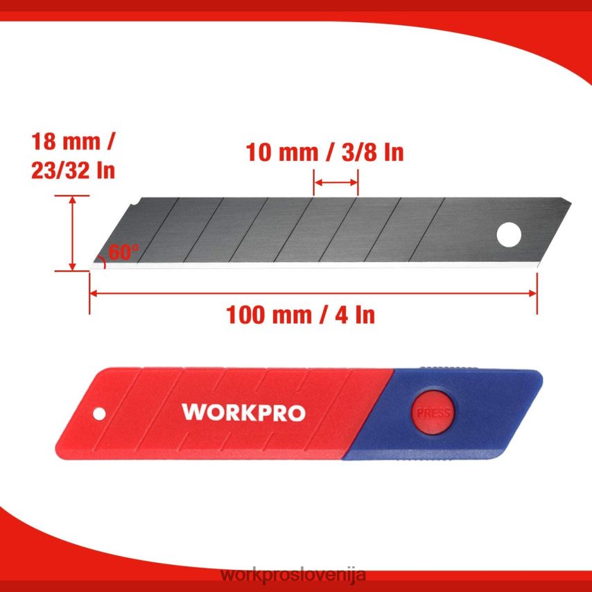 WORKPRO 18 mm odlomljiva rezila sk5 jekleno nadomestno rezilo ustreza paketu 100 kosov 4V0B8453 orodje uporaben