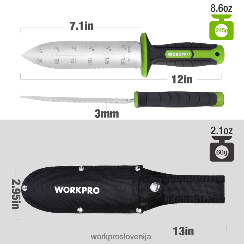 WORKPRO vrtni nož z oxford nožnico, rezilo iz nerjavečega jekla z rezalnim robom 4V0B84283 orodje zelena/roza