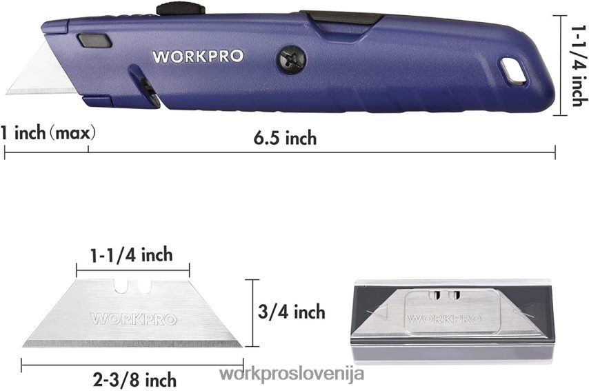 WORKPRO zložljiv nož z dodatnim prostorom za shranjevanje rezila, 2 paketa hitro zamenljivih rezalnikov 4V0B8456 orodje morden