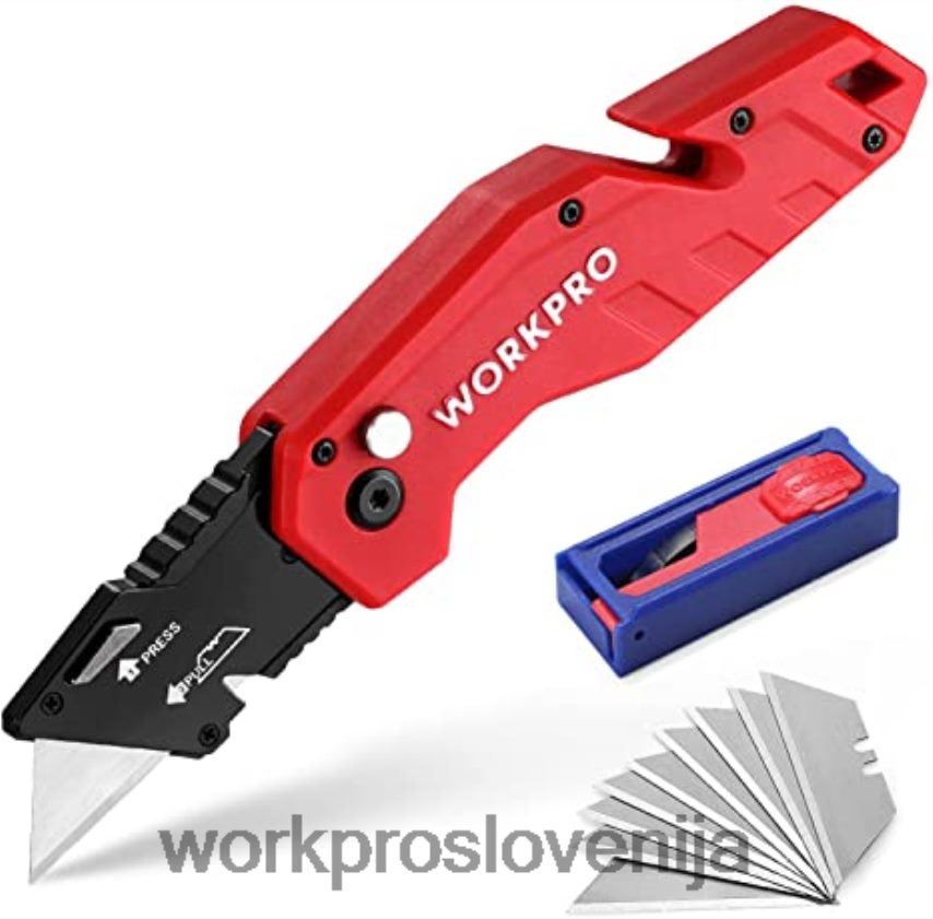 WORKPRO zložljiv nož z lahkim najlonskim ročajem, z 10-delnimi dodatnimi rezili 4V0B8438 orodje rdeča/modra/črna
