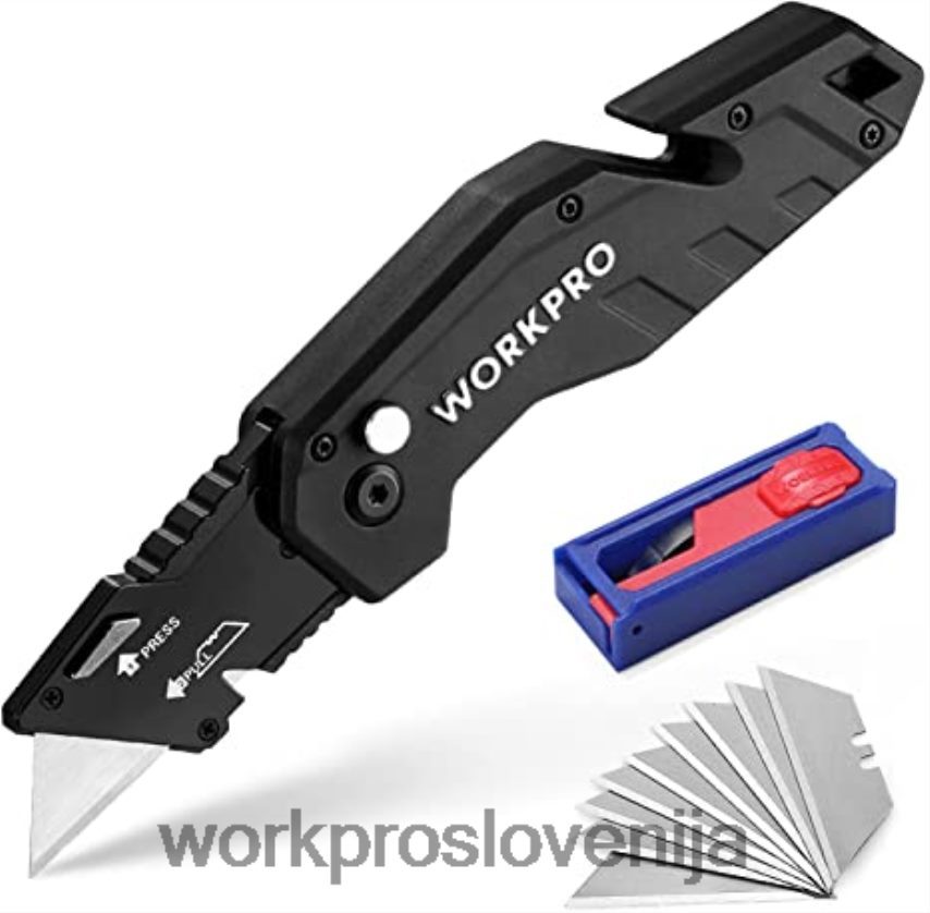 WORKPRO zložljiv nož z lahkim najlonskim ročajem, z 10-delnimi dodatnimi rezili 4V0B8438 orodje rdeča/modra/črna