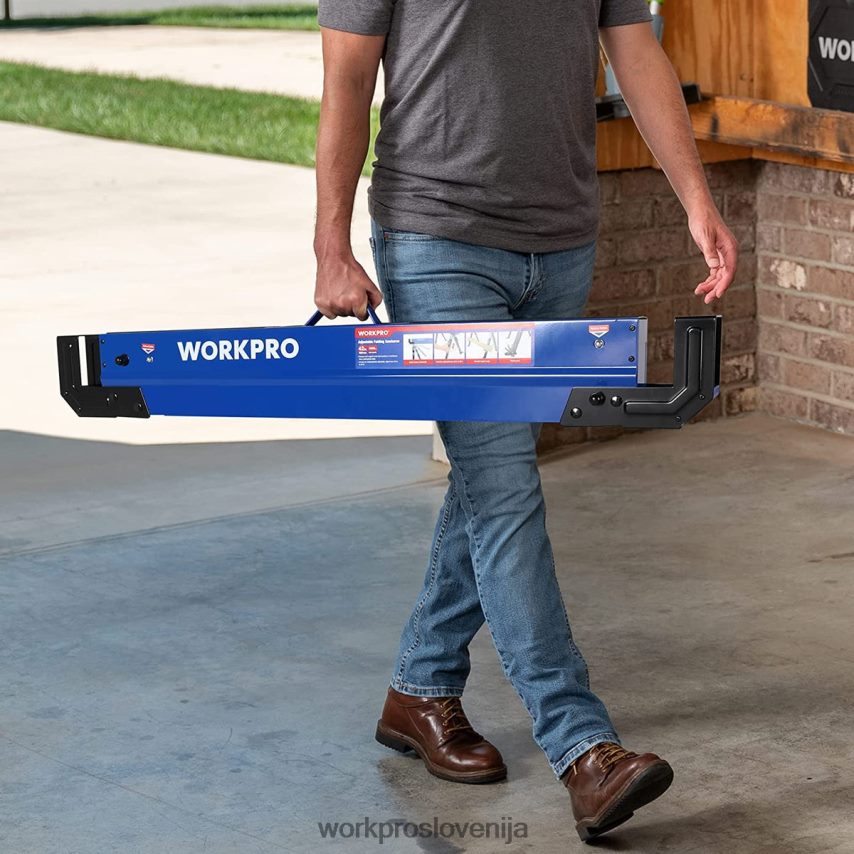 WORKPRO 2 kosa zložljivega konja za žago, nastavljivega konja za žago, z 2x4 podpornimi rokami, nosilnostjo 3000 lbs, nogami, nastavljivimi po višini 24-32 palcev, vrtljivimi nogami in podpornimi klin