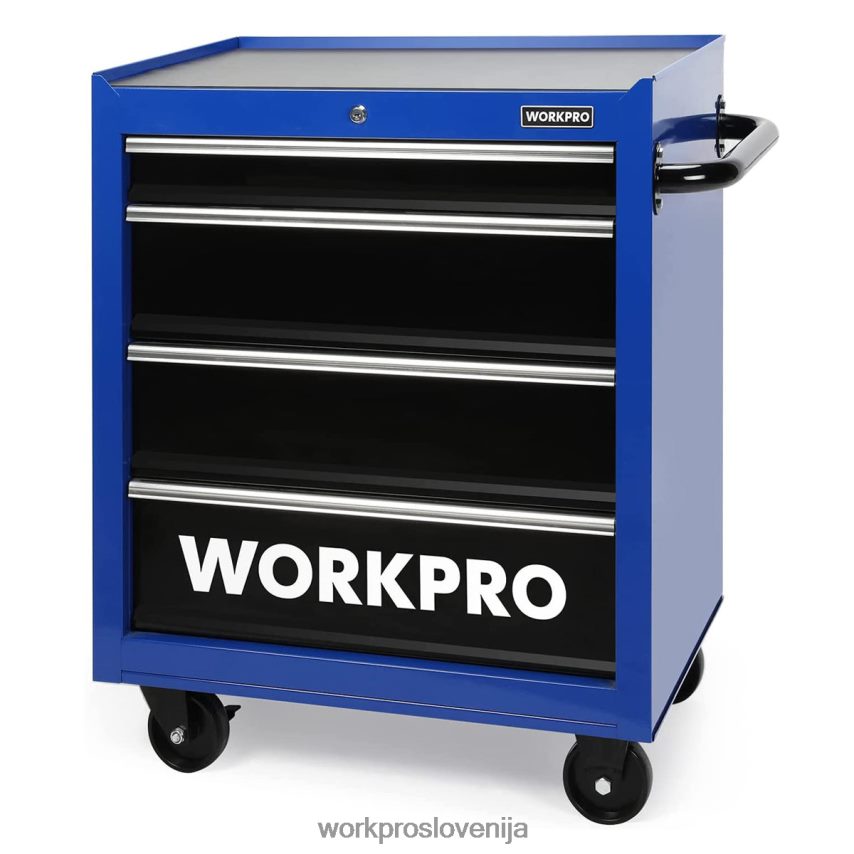 WORKPRO Skrinja za orodje s 4 predali, 26-palčna omara za shranjevanje orodja iz valjane kovine s kolesi, sistem zaklepanja, podloga predala, nosilnost 450 lbs 4V0B8417 shranjevanje morden