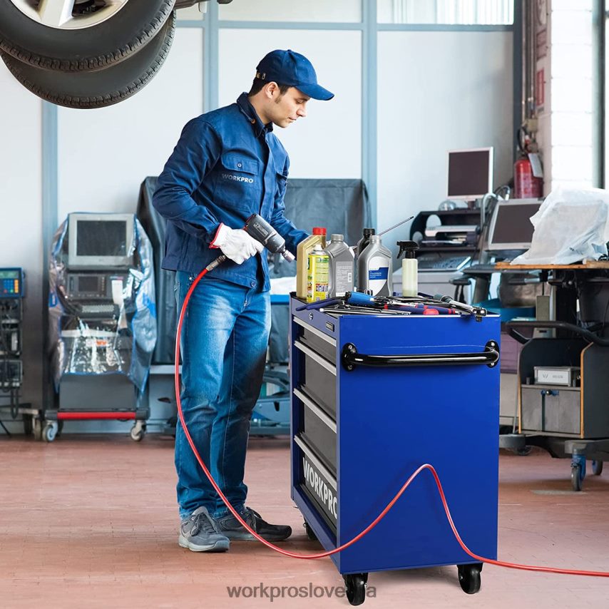 WORKPRO Skrinja za orodje s 4 predali, 26-palčna omara za shranjevanje orodja iz valjane kovine s kolesi, sistem zaklepanja, podloga predala, nosilnost 450 lbs 4V0B8417 shranjevanje morden