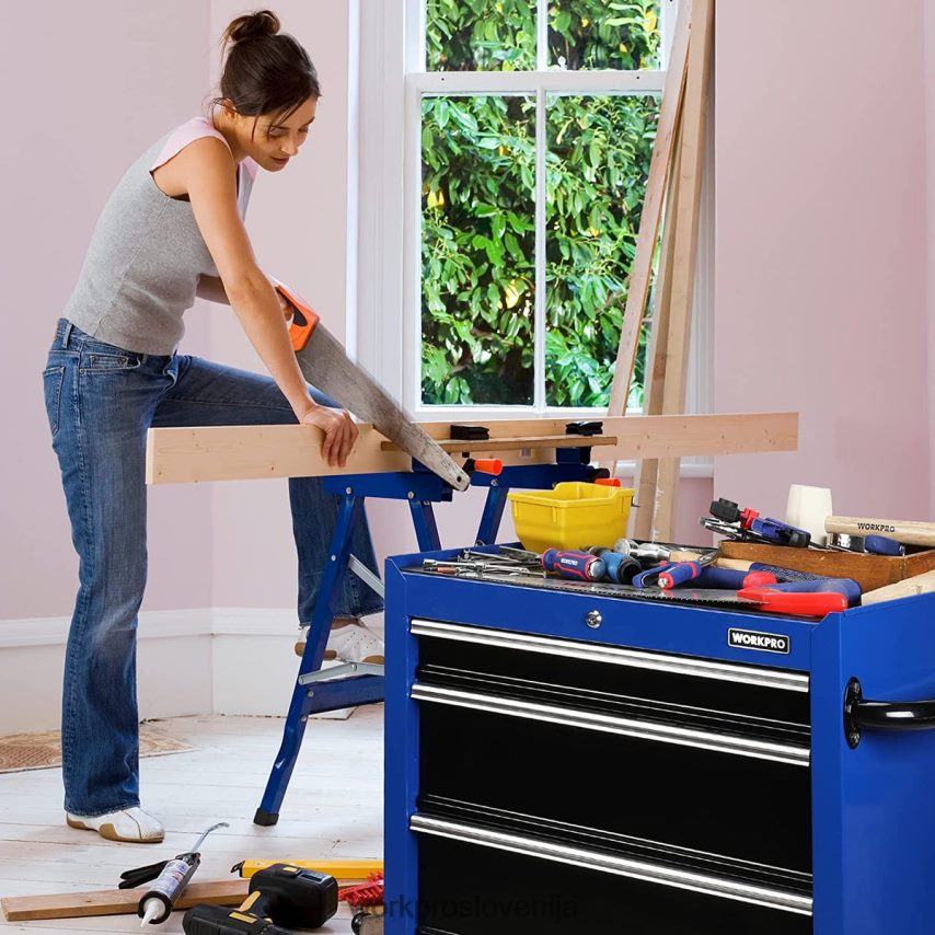 WORKPRO Skrinja za orodje s 4 predali, 26-palčna omara za shranjevanje orodja iz valjane kovine s kolesi, sistem zaklepanja, podloga predala, nosilnost 450 lbs 4V0B8417 shranjevanje morden