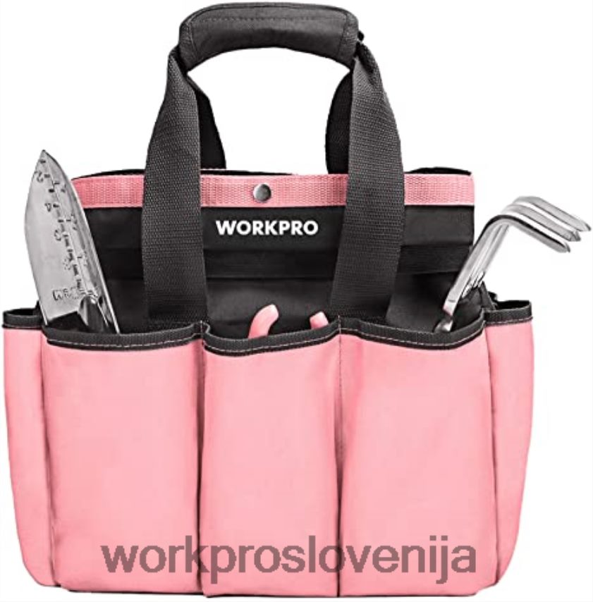WORKPRO torba za vrtno orodje, vrtna torba za shranjevanje z 8 žepi, domači organizator za notranje in zunanje vrtnarjenje 4V0B84256 shranjevanje roza/zelena