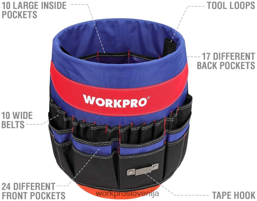 WORKPRO vedro organizator orodja z 51 žepi (orodje ni vključeno) 4V0B8420 shranjevanje koristno