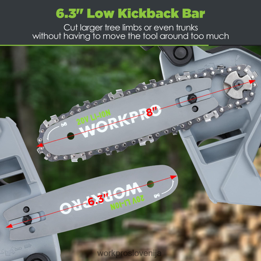 WORKPRO 20 V brezkrtačna akumulatorska kompaktna motorna žaga z baterijo 4,0 ah in nadomestno verigo 4V0B84298 orodje morden