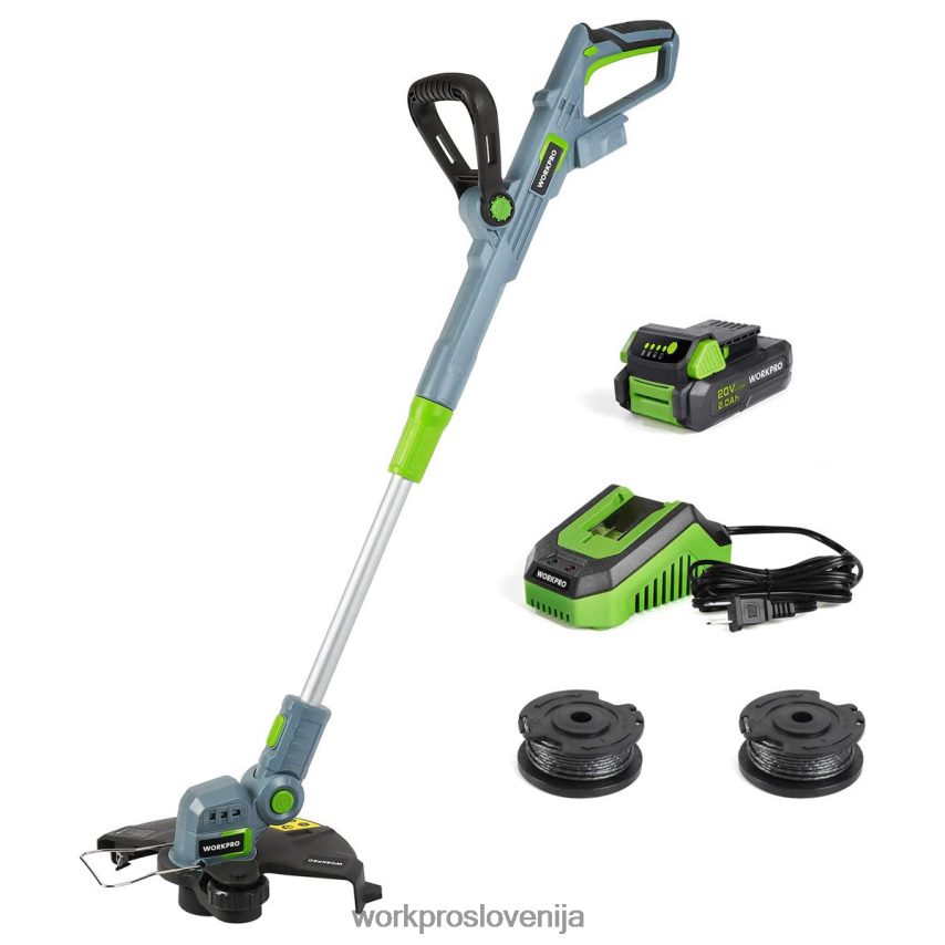 WORKPRO 20-voltni akumulatorski prirezovalnik/obrezovalnik robov 12-palčni z 2ah litij-ionsko baterijo 1-urni hitri polnilnik 16,4-ft priložena nitka za prirezovanje 4V0B84293 orodje koristno