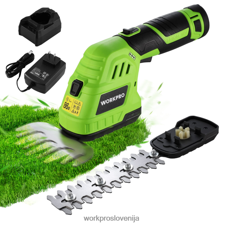 WORKPRO 2 v 1 12 V električne brezžične škarje za živo mejo in ročne škarje za grmičevje z 2,0 ah polnilno litij-ionsko baterijo in 1-urnim hitrim polnilnikom 4V0B84301 orodje morden
