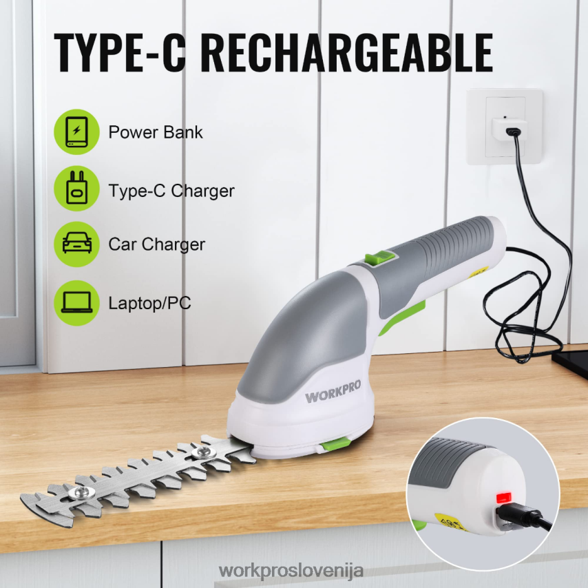 WORKPRO 2 v 1 ročne 3,6 V električne brezžične škarje za grmičevje škarje za živo mejo/rezalnik trave 4V0B84268 orodje roza/zelena/bela