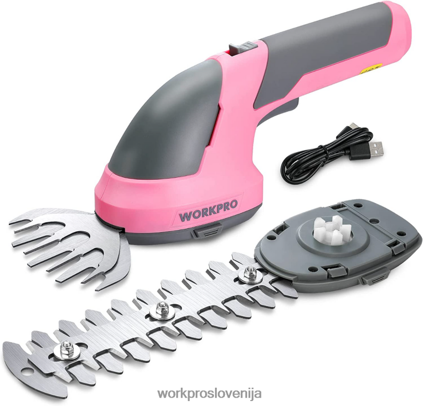 WORKPRO 2 v 1 ročne 7,2 V električne brezžične škarje za grmičevje škarje za živo mejo/rezalnik trave 4V0B84269 orodje roza/zelena/bela