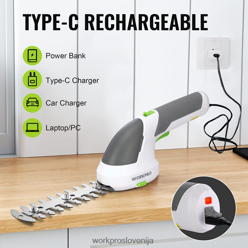 WORKPRO 2 v 1 ročne 7,2 V električne brezžične škarje za grmičevje škarje za živo mejo/rezalnik trave 4V0B84269 orodje roza/zelena/bela