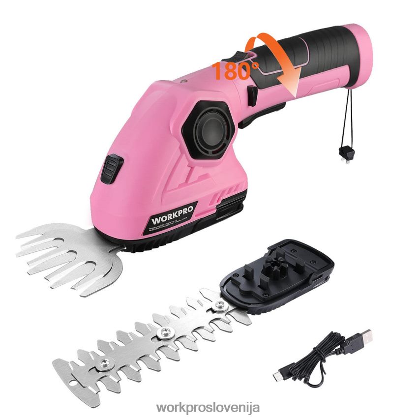 WORKPRO 2 v 1 ročne škarje za živo mejo 7,2 V električne škarje za travo/škarje za živo mejo 4V0B84266 orodje roza