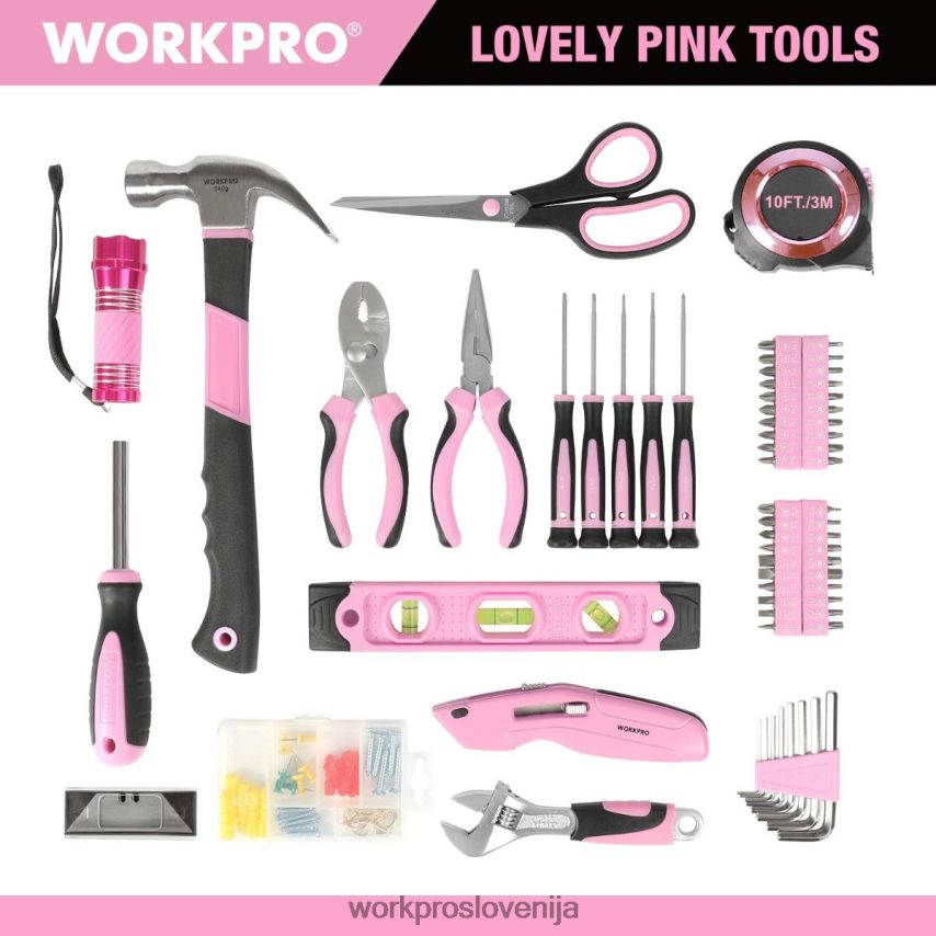 WORKPRO 106-delni set ženskih orodij za popravilo na domu s široko odprto torbo za shranjevanje 4V0B84245 orodje koristno