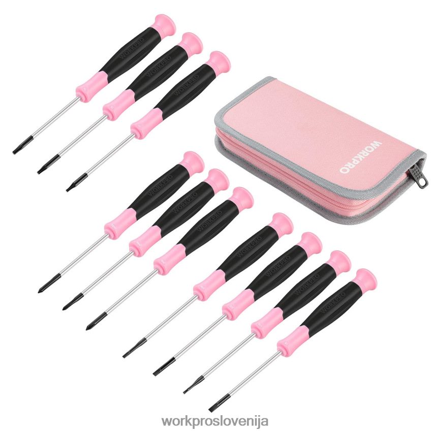 WORKPRO 10-delni set natančnih izvijačev z torbico, phillips, z režo, torx zvezda, komplet za popravilo majhnega izvijača z magnetno konico 4V0B84255 orodje roza