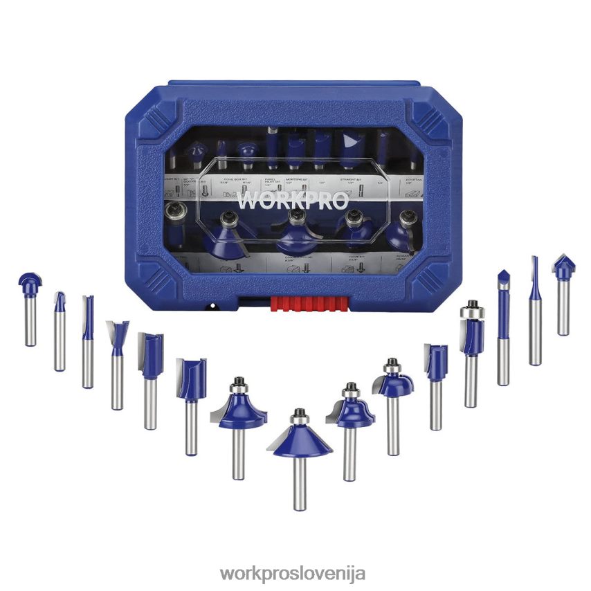 WORKPRO 15-delni komplet rezkalnih nastavkov, 1/4-palčni rezkalni nastavki iz volframovega karbida 4V0B84130 orodje morden