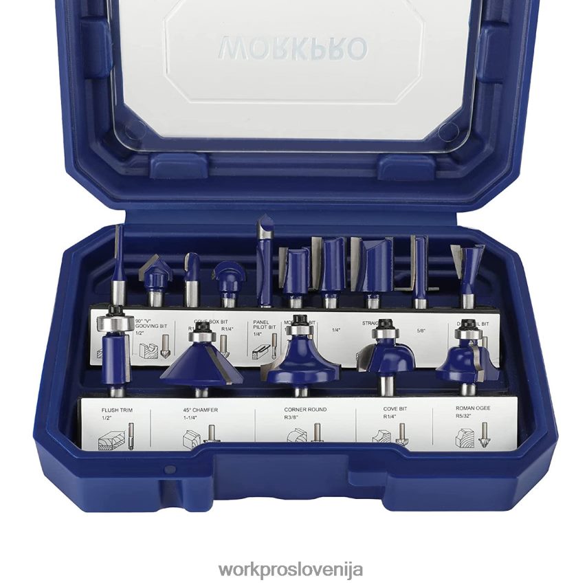 WORKPRO 15-delni komplet rezkalnih nastavkov, 1/4-palčni rezkalni nastavki iz volframovega karbida 4V0B84130 orodje morden
