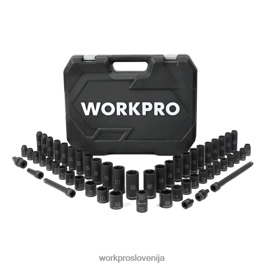 WORKPRO 55-delni komplet pogonskih udarnih nasadnih ključavnic s podaljški, vrhunsko cr-v jeklo, sae in metrične ključavnice z izboljšanim ohišjem za shranjevanje 4V0B84307 orodje morden