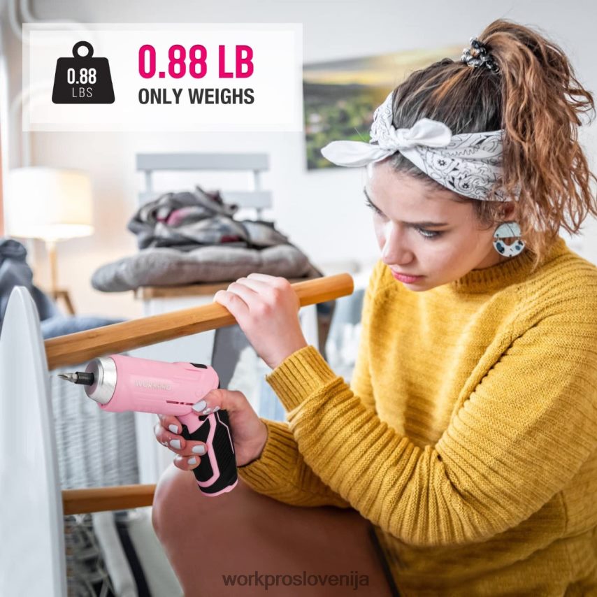 WORKPRO 75 kosov orodja, 3,7 V vrtljivi akumulatorski vijačnik in komplet gospodinjskega orodja 4V0B84260 orodje roza