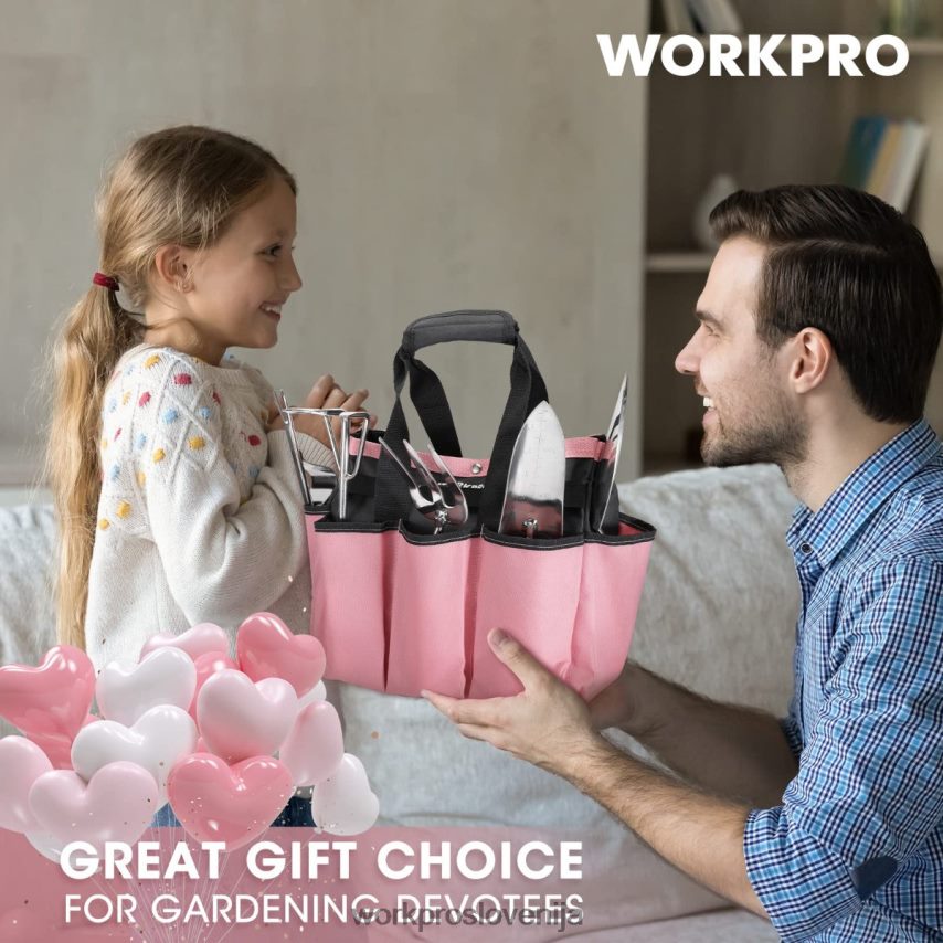 WORKPRO 7-delni komplet vrtnih orodij iz nerjavečega jekla za težka vrtna orodja 4V0B84252 orodje roza