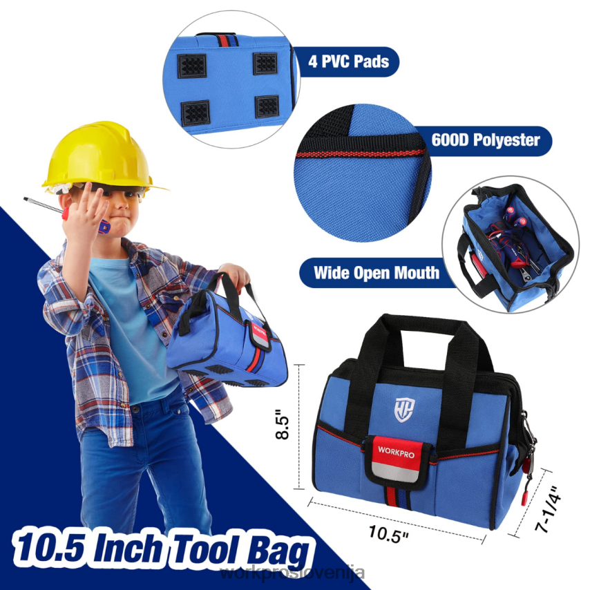 WORKPRO 9-delni otroški junior komplet orodja s torbo za orodje 4V0B84253 orodje roza/modra